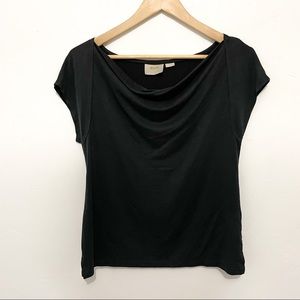 Maeve black drape neck t-shirt sz S